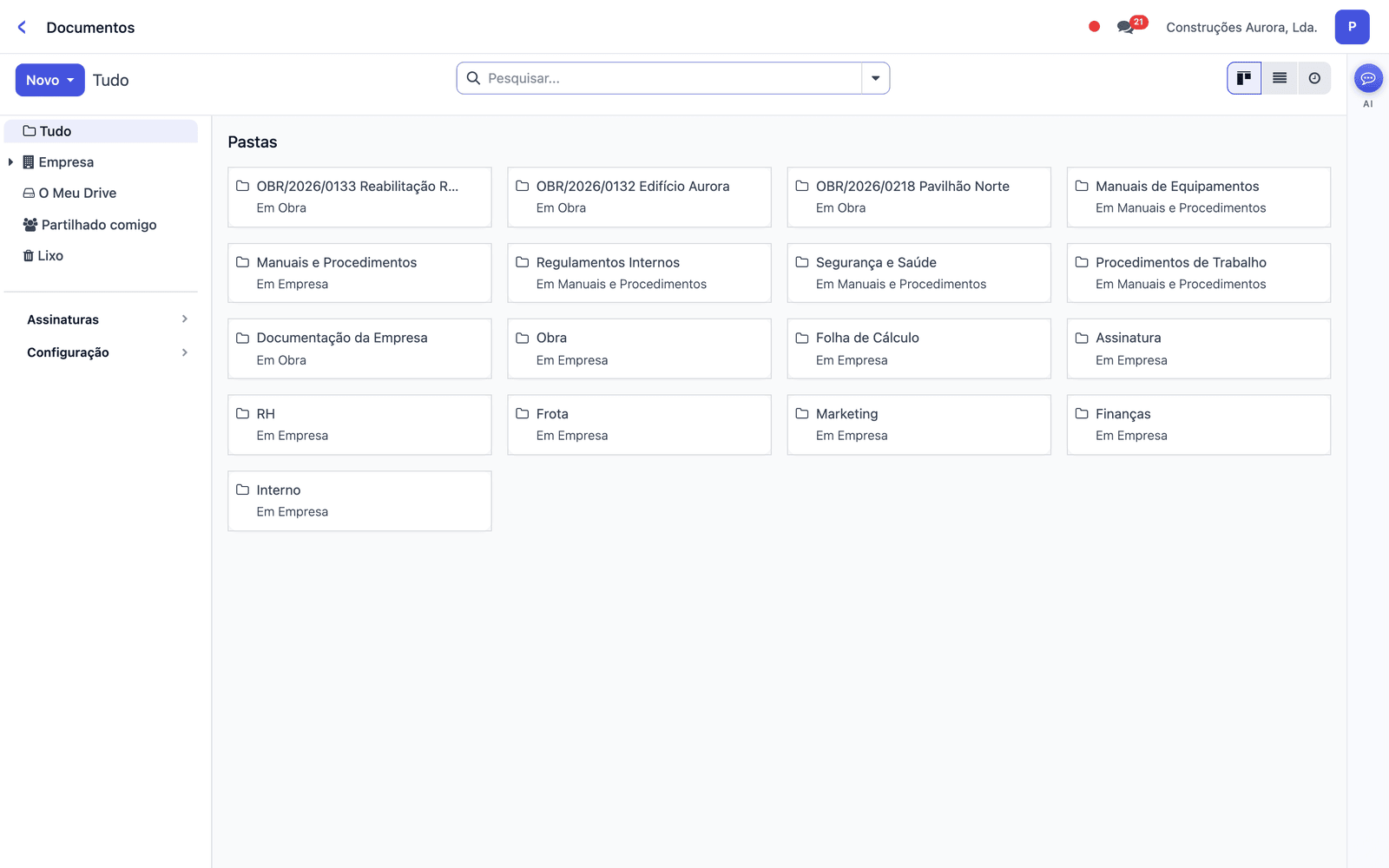 Documents app showing the folders