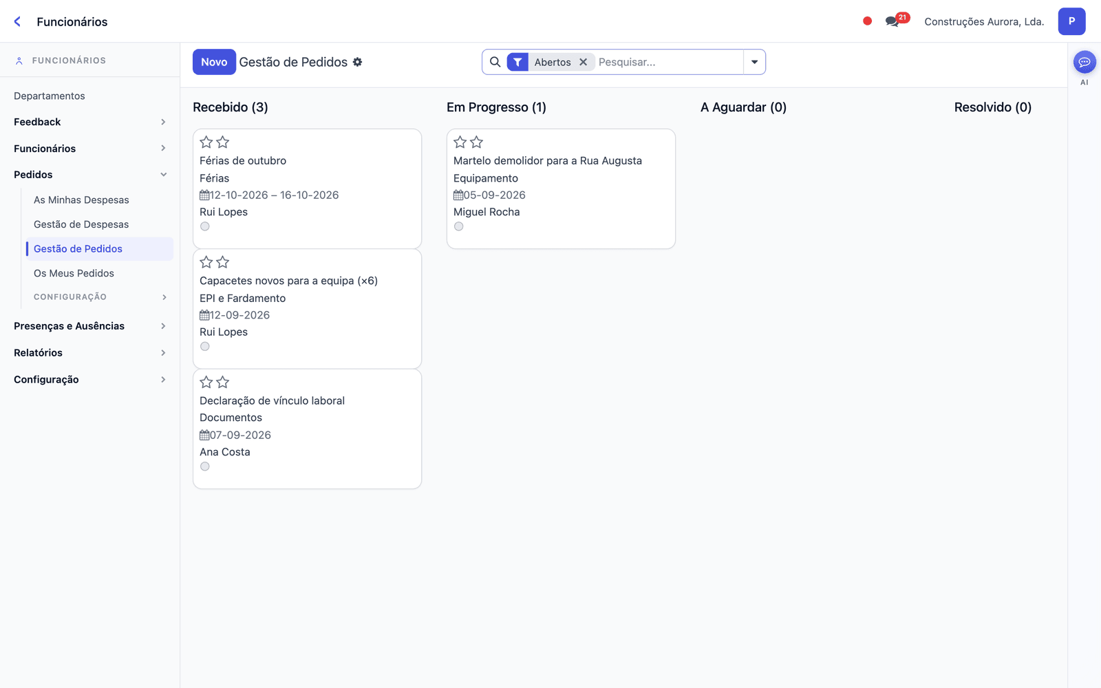 Request Management board